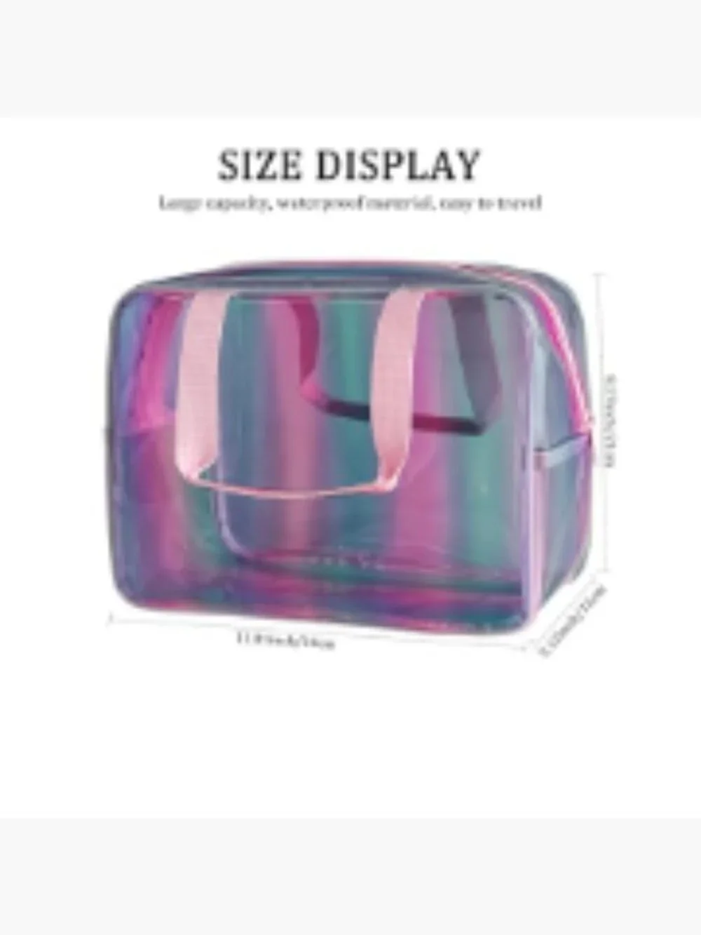 Waterproof TPU Travel Toiletry Bag with Handle, Portable Cosmetic Pouch for Gym